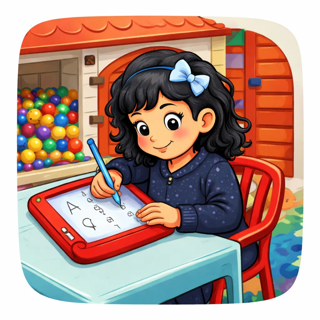 Ilustración de niña dibujando