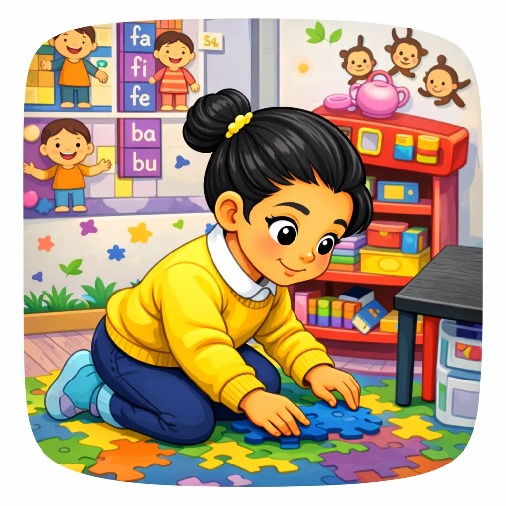 Ilustración de niña jugando