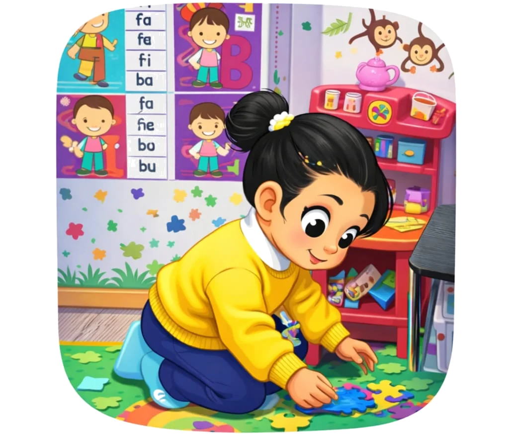 Ilustración de niña jugando