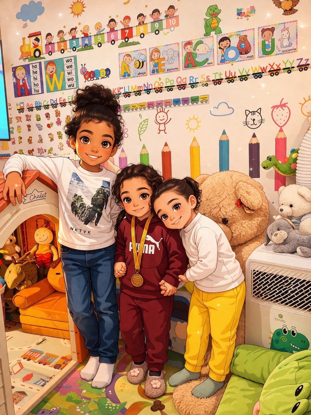 Ilustración de niñas sonrientes